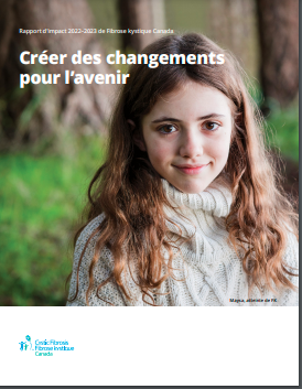 Cover of the impact report, little girl Maysa who lives with CF